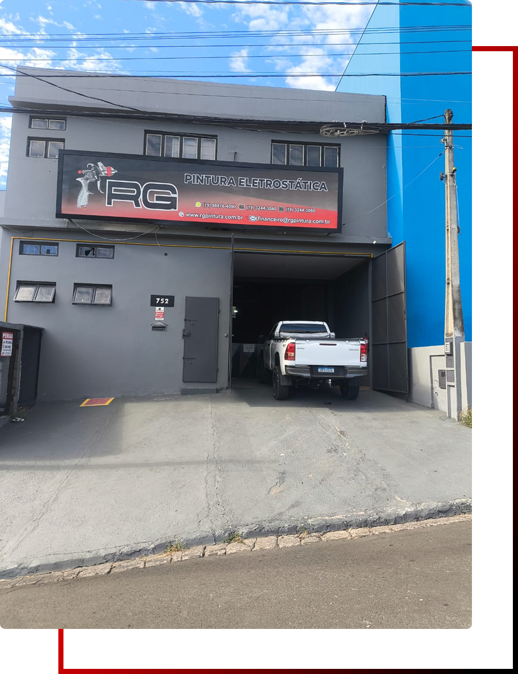 Fachada da loja da RG Pintura em Valinhos-SP